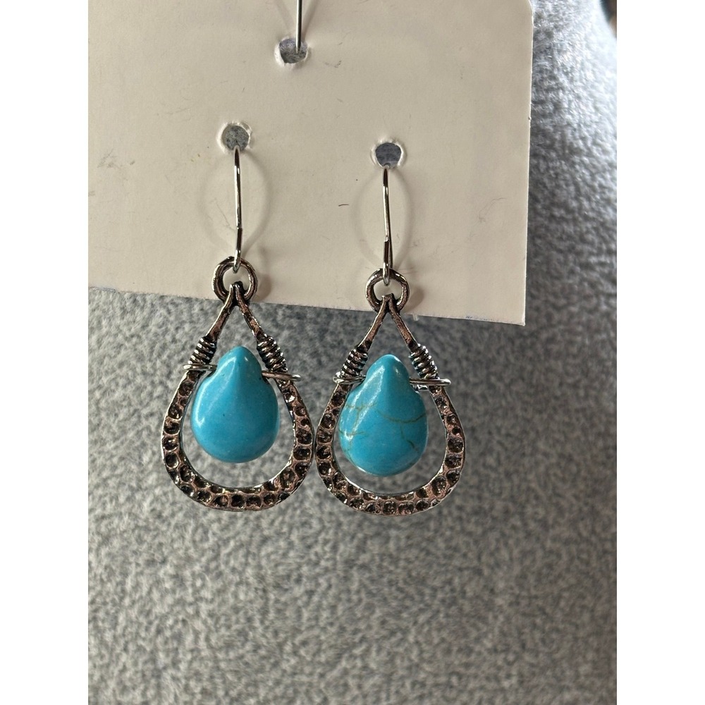 #57. Boho Style Teardrop Turquoise Earrings